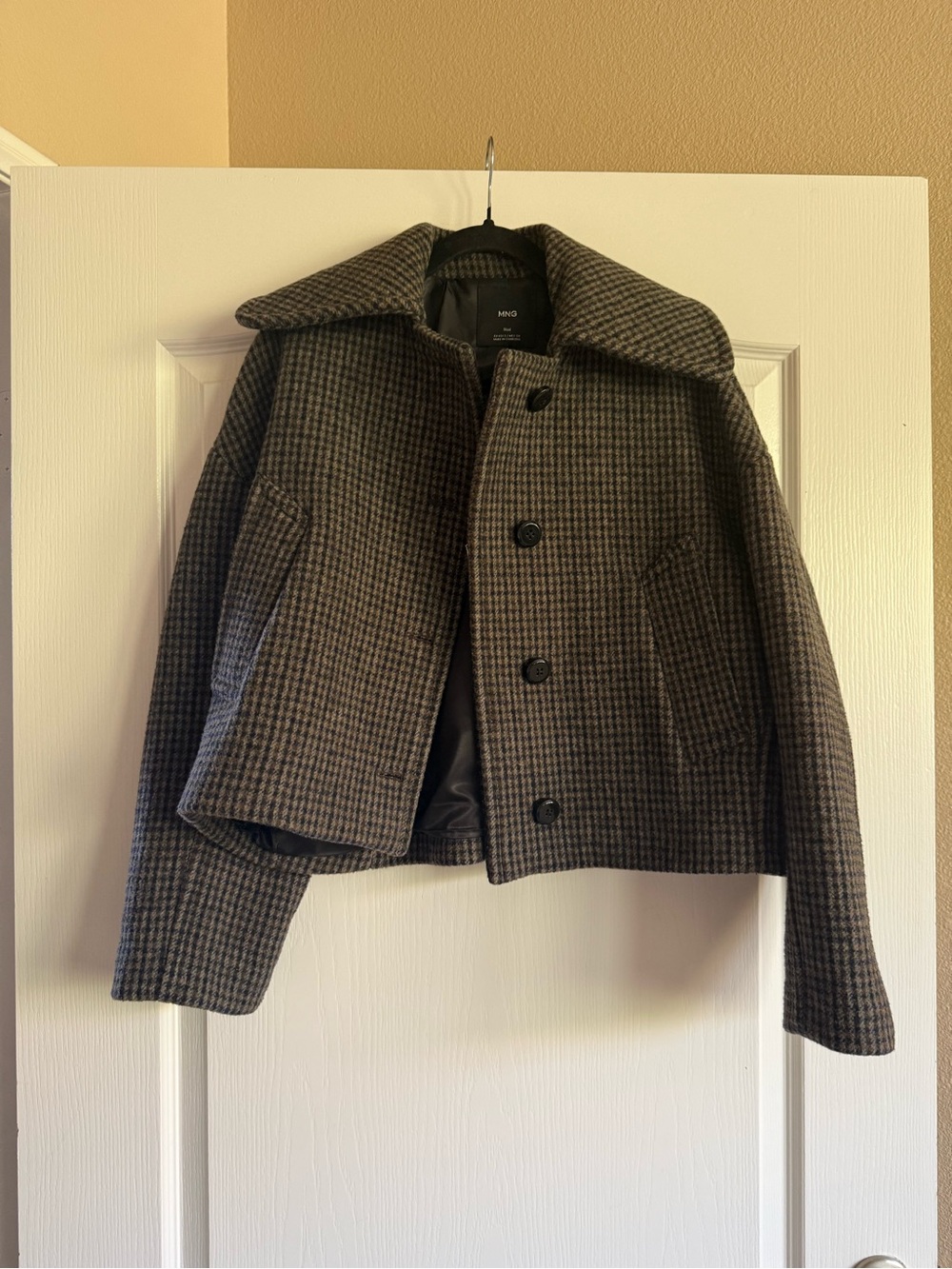 Mango women Brown Houndstooth Pea Coat